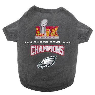 Imagem de Camiseta NFL 2025 Super Bowl LIX Championship, camiseta esportiva durável para animais de estimação, tamanho GG. Camiseta Kansas City Chiefs VS Philadelphia Eagles NFL Champ Dog. Camisa vencedora da