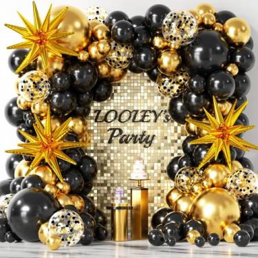 Imagem de Kit de Balões Garland Arch LOOLEY Preto e Dourado - 137 Unidades