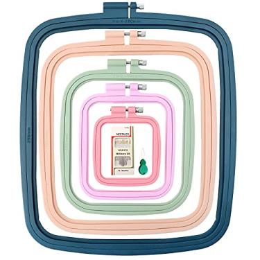 Imagem de ZOCONE Bastidores de bordado quadrados, 5 peças de bastidores de bordado de plástico ABS para costura, bordado, projetos de bordado (5 tamanhos-7,6 cm, 10,9 cm, 16,5 cm, 22,1 cm, 28 cm)