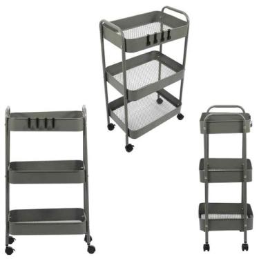 Imagem de Carrinho Auxiliar com 3 Prateleiras com rodinhas para Salão de Beleza 