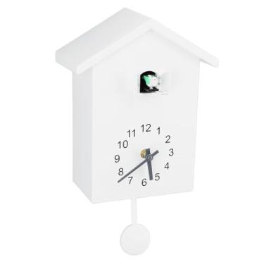 Imagem de MUNEFE relógio de parede moderno para casa de pássaros, pêndulo para pendurar na parede, relógio para escritório, quarto, sala de estar, cozinha (Branco)