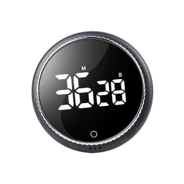 Imagem de GRCFUMO Temporizador de cozinha digital, temporizador de rotação com grande display LED e volume de 3 engrenagens, relógio temporizador de cozinha de chef de estilo simples para