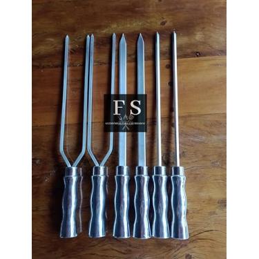 Imagem de Espetos para churrasco kit 6 espetos 65 cm em alumínio para churrasco/churrasqueira