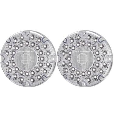 Imagem de XtraGlow Luzes traseiras de trânsito redondas de 17,78 cm, luzes traseiras de LED brancas com lente reflexa integrada para ônibus escolar Skoolie, 2 peças