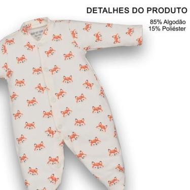 Imagem de Macacão Molecotton Bebê Estampada Raposinhas Marfim Upi Uli, RN
