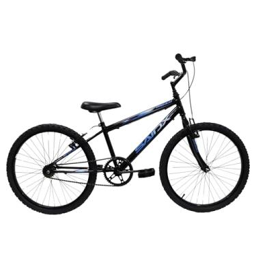 Imagem de Bicicleta Aro 24 Bike Sem Marchas Feminina e Masculina Saidx Premium, Quadro em Aço, Freio V-Brake (Preto e Azul)