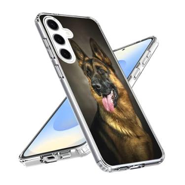 Imagem de Capa compatível com Samsung Galaxy S25, capa com design de cão pastor alemão poderoso leal TPU macio capa protetora transparente presente para mulheres, meninas, meninos e homens