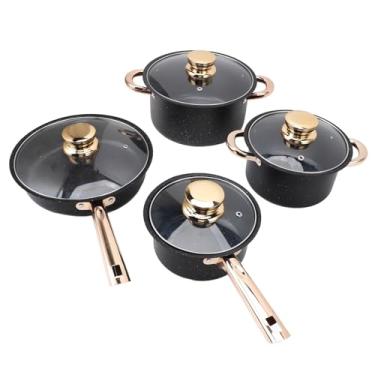 Imagem de Potes e Frigideiras, Conjunto de Utensílios de Cozinha Sem Palitos de Aço Inoxidável Maifan Com Revestimento de Pedra Fritura de Panela de Sopa de Panela Com Tampas de Vidro,