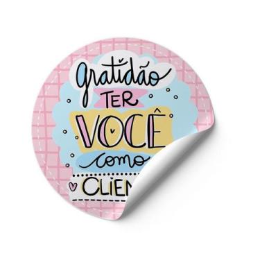 Imagem de 120 Adesivos gratidão e ter você como cliente rosa Vinil etiqueta redo