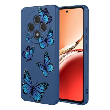 Imagem de HTXWXJC Capa de telefone para Oppo Reno12 F, capa Oppo Reno12 FS à prova de choque flexível amortecedor TPU capa macia padrão borboleta capa de telefone para Oppo Reno12 F borboleta azul