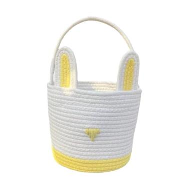 Imagem de Nishiyuenyi Cesto de Páscoa Ovos de Páscoa Bolsa de Tecido à mão Corda para meninos Festa infantil infantil, Amarelo