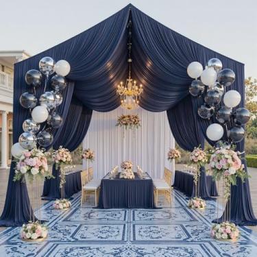 Imagem de PartyVillage Cortina de teto azul marinho de 6,1 m x 12,2 m para festas de casamento – 4 painéis sem rugas para barraca longa de 10 m para casamento, aniversário e festas temáticas, altura de 12,2 m