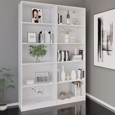 Imagem de Kit 2 Estantes para Livros Multiuso 5 Nichos 175cmx104cm Montreal Yescasa