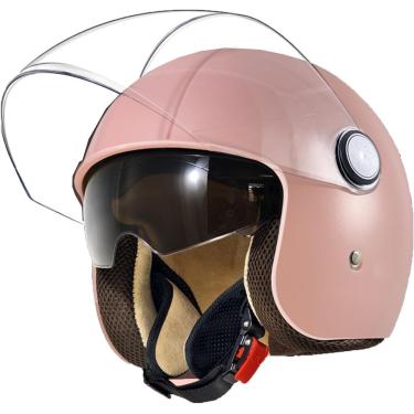 Imagem de Capacete De Motocicleta De Rosto Aberto Pela Metade Com Viseira Capacete De Motocicleta Meio Capacete Aprovado Pelo Dot Personalizado Retrô Meio Capacete Cachecol Scooter Capacete De, Blue