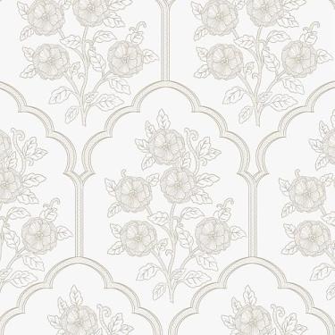 Imagem de Safiyya Descole e cole papel de parede bege papel de parede moderno papel de parede floral autoadesivo papel de parede removível para quarto 299.7 cm x 43.9 cm cobrindo rolos de vinil