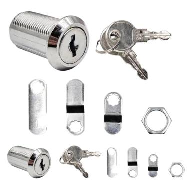 Imagem de Miayaya Pacote com 2 fechaduras de armário com 4 chaves 3 cm fechaduras de came resistentes com chave semelhante para gaveta de arquivos, caixa de correio, trailer, porta de armazenamento de
