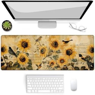 Imagem de VANZEV Tapete de mouse para jogos de pássaro girassol, tapete de mouse, tapete de mesa, base de borracha antiderrapante para computadores, laptop, escritório, escola, acessórios de casa, presentes de