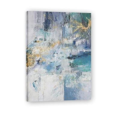 Imagem de Pintura de parede em tela abstrata azul e branco impressão em tela pôster imagem colorida moderna arte abstrata decoração de parede corredor escadas decorações de quarto 70 x 50 cm