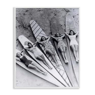 Imagem de Stupell Industries Vintage Women on Surfboards White Framed Giclee Art, design by Arlington Prints, 24 x 30
