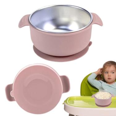 Imagem de Pratos Para Bebé Com Ventosa | Tigelas com Ventosa Para Bebé,Recipiente Antiqueimadura, Acessórios Alimentação, Pratos Aço Inoxidável Para Introdução Alimentar