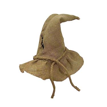 Imagem de Máscara de terror de Halloween com cabelo de palha assustador saco de serapilheira máscara cosplay festa fantasia arnês adulto (chapéu de espantalho)