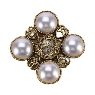 Imagem de Broche de Strass e Pérolas Barrocas Luxuoso para Vestido de Festa e Ca