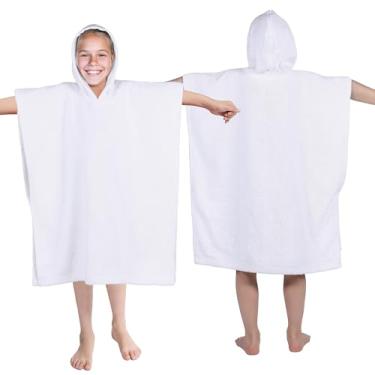 Imagem de Superior Poncho de algodão felpudo infantil, toalha de banho macia e absorvente com capuz, acessórios de banheiro, longos, roupões de banho de pelúcia para banho, chuveiro, spa, resort, hotel, praia