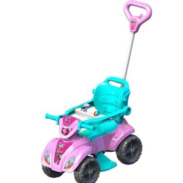 Imagem de Quadriciclo Infantil Menina com Haste para Condução  Carrinho Passeio 