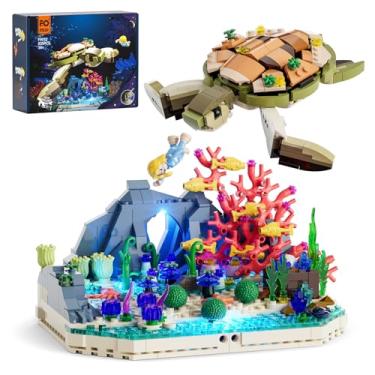 Imagem de FUNWHOLE Turtle Reef Dream Lighting Building-Bricks Set - 835 Pcs Ocean Plants Collection Ideas Set for Adult and Teens
