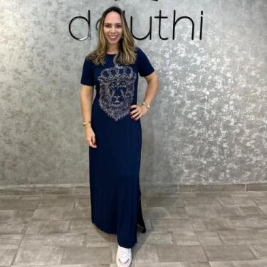 Imagem de Vestido Longo Leão Coroa em Pedraria - DELUTHI, G1