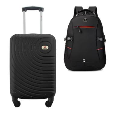 Imagem de Kit Mala de Bordo Viagem 10kg Rodas 360º Rígida ABS Cadeado Segredo Gladiador A7MB com Mochila Executiva para Notebook