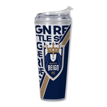 Imagem de Rico Industries Copo de acrílico NWSL Seattle Reign 680 g com tampa articulada, copo de parede dupla oficialmente licenciado com canudo