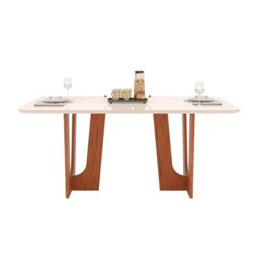 Imagem de Mesa Jantar 6 Lugares 1,70x0,90  Dj Nala Freijo/ Tampo Vidro Off White