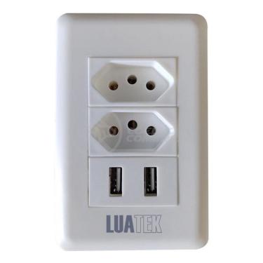 Imagem de Tomada De Parede 2 Entrada Fonte 2 Usb 5v 10a Bivolt