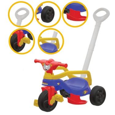 Imagem de Triciclo Infantil Fast com Haste Empurrador - Pais e Filhos