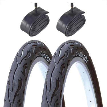Imagem de Par Pneu Bicicleta Kenda Flame Aro 26 x 2.125 Balão + 2 camaras de ar Shiver 26 Montadinha Motorizada