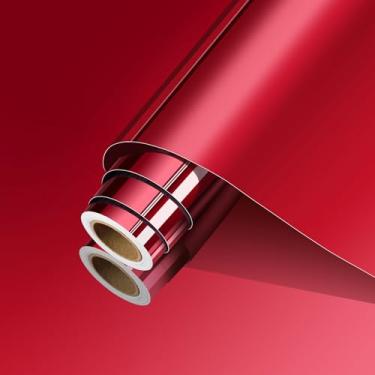 Imagem de ReWallpaper Adesivos espelhados vermelhos de 60 cm × 16,5 m para paredes autoadesivos, papel de parede espelhado, descasque e cole