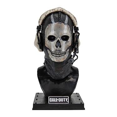 Imagem de CALL OF DUTY COD0063 Estátua de fantasma - Estátua de busto de 20 cm incluindo máscara, fones de ouvido decorativos e suporte de exibição ponderado, preto, pequeno