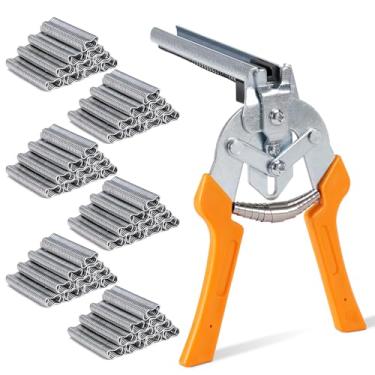 Imagem de KHEARPSL Alicate de anel de unha tipo M com 3600 peças de clipes M, alicate de anel de porco, braçadeira de esgrima, gaiola de arame, ferramenta de construção, painel de cerca de reparo, instalação de