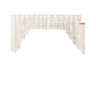 Imagem de Cortina Bando Renda Cascata Cozinha Bule Bege 3,15x1,00