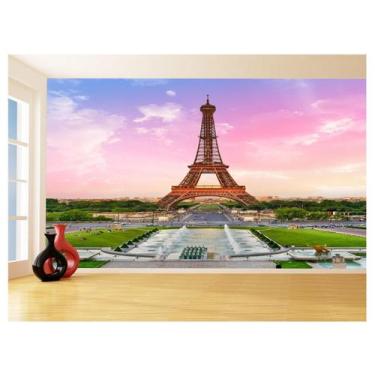Imagem de Papel De Parede Paris Torre Eiffel Sol Nuvens 3,5M Ncd301 - Você Decor