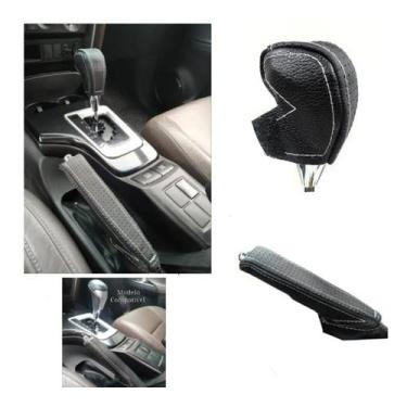 Imagem de Capa Couro Manopla Câmbio Automático e Alavanca Freio de Mão Hilux Sw4