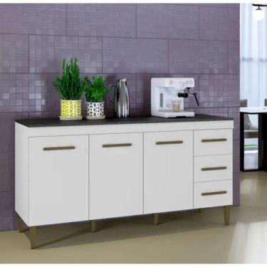 Imagem de Balcão Atenas 3 Portas 3 Gavetas Kaiki Móveis - Branco