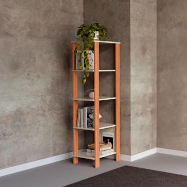 Imagem de Estante 5 Prateleiras MDF 33x44x135 cm F28 Off White Freijó Dalla Costa