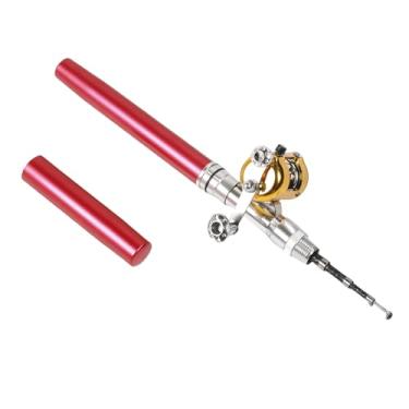 Imagem de Generic Pólo de Pesca Com Roda de Bobina, Pólo de Pesca Em Miniatura de Caneta Fácil de Usar um Profissional Requintado Leve para o Exterior (Vermelho)