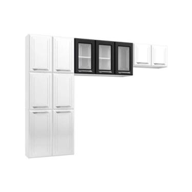 Imagem de Kit de Cozinha Compacta Topazio c/ 11 Portas ( 3 c/ Vidro ) Preto - Te