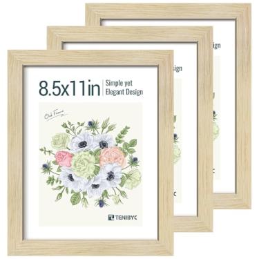 Imagem de TENIBYC Conjunto de 3 porta-retratos de 21 x 27 cm, moldura de certificado e diploma de madeira de carvalho natural com vidro temperado HD, visor de mesa