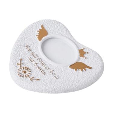 Imagem de Generic Lápide de cimento para lápide de pedra memorial para gatos e cães com moldura para fotos, Branco