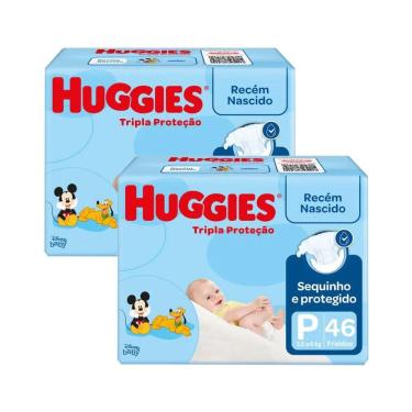 Imagem de Kit 2 Fraldas Huggies Tripla Proteção Mega P - 92 Tiras