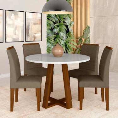 Imagem de Mesa C/vidro Redonda 4 Cadeiras Manchester Cin/off/capu - M. Arapongas